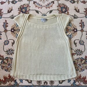Minimalist MaxMara Pale Yellow Knit Cap Sleeve Top